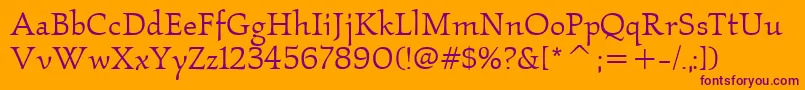 KallosItcBook Font – Purple Fonts on Orange Background