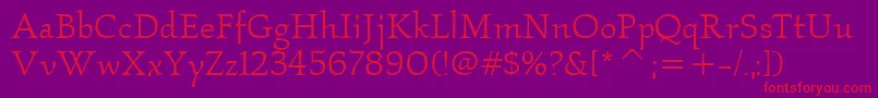 fuente KallosItcBook – Fuentes Rojas Sobre Fondo Morado
