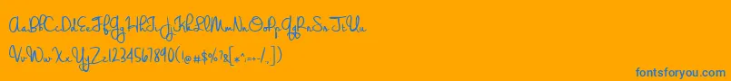 WeddingChardonnay Font – Blue Fonts on Orange Background