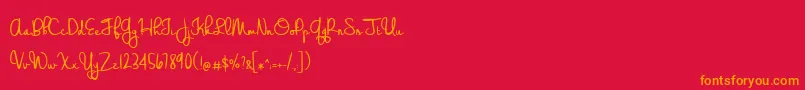 WeddingChardonnay-Schriftart – Orangefarbene Schriften auf rotem Hintergrund