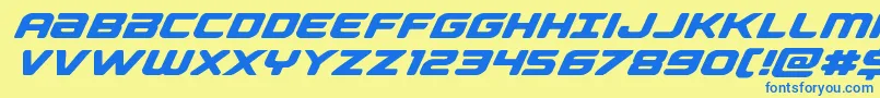 Fonte Falconpunchexpand – fontes azuis em um fundo amarelo