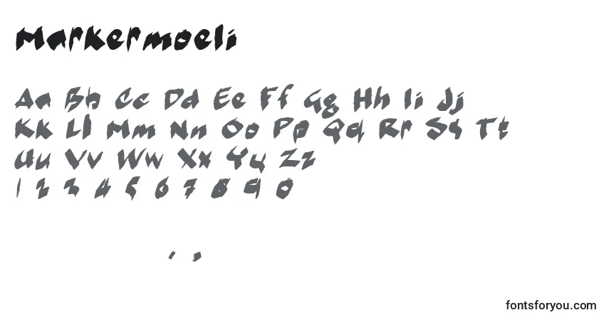 A fonte MarkermoeIi – alfabeto, números, caracteres especiais