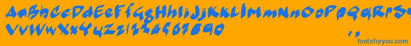 Saiba mais sobre a fonte MarkermoeIi Fonte MarkermoeIi – fontes azuis em um fundo laranja