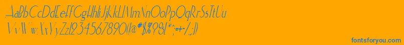 ElisiacondensedItalic-Schriftart – Blaue Schriften auf orangefarbenem Hintergrund