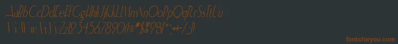 Fonte ElisiacondensedItalic – fontes marrons em um fundo preto
