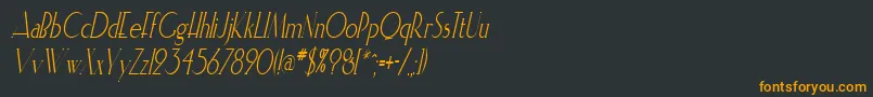 フォントElisiacondensedItalic – 黒い背景にオレンジの文字