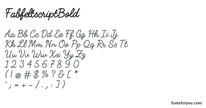 Schriftart FabfeltscriptBold (79212) – Alphabet, Zahlen, spezielle Symbole