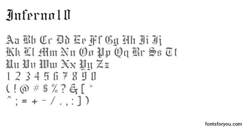 Fuente Inferno10 - alfabeto, números, caracteres especiales