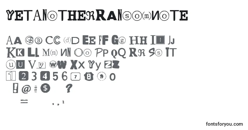 Czcionka YetAnotherRansomNote – alfabet, cyfry, specjalne znaki