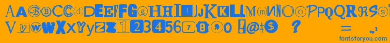 フォントYetAnotherRansomNote – オレンジの背景に青い文字