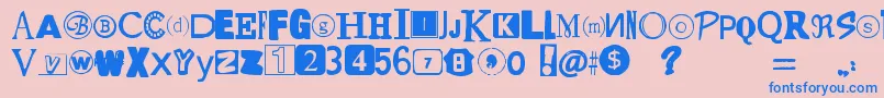 フォントYetAnotherRansomNote – ピンクの背景に青い文字