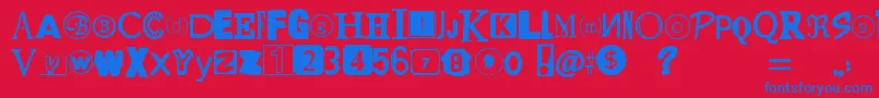 フォントYetAnotherRansomNote – 赤い背景に青い文字