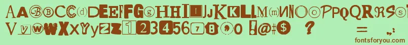 YetAnotherRansomNote Font – Brown Fonts on Green Background