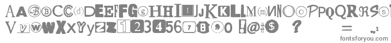 YetAnotherRansomNote-fontti – harmaat kirjasimet valkoisella taustalla