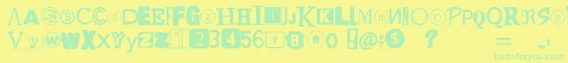 YetAnotherRansomNote Font – Green Fonts on Yellow Background