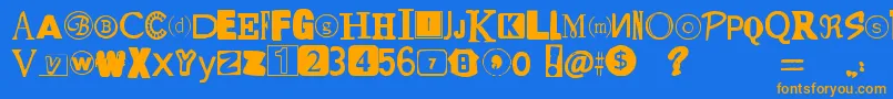 YetAnotherRansomNote Font – Orange Fonts on Blue Background
