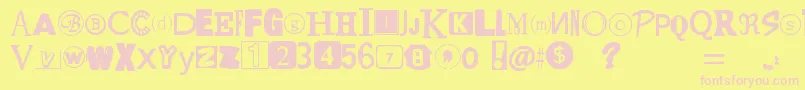 フォントYetAnotherRansomNote – ピンクのフォント、黄色の背景