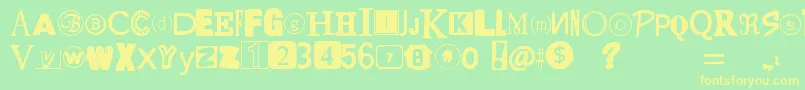 YetAnotherRansomNote Font – Yellow Fonts on Green Background