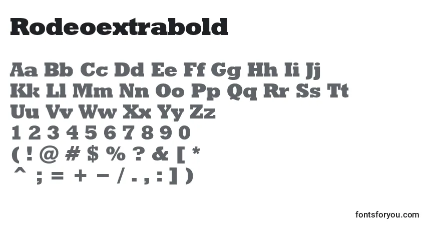Schriftart Rodeoextrabold – Alphabet, Zahlen, spezielle Symbole