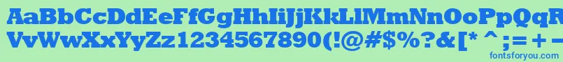 フォントRodeoextrabold – 青い文字は緑の背景です。