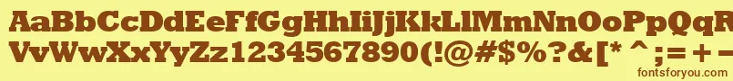 フォントRodeoextrabold – 茶色の文字が黄色の背景にあります。