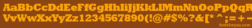 フォントRodeoextrabold – オレンジ色の文字が茶色の背景にあります。