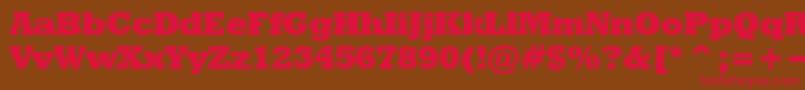 フォントRodeoextrabold – 赤い文字が茶色の背景にあります。