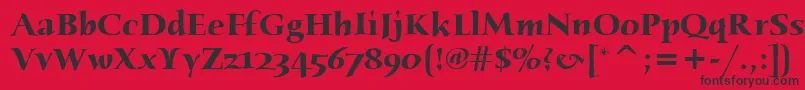 フォントHumanaSerifItcBold – 赤い背景に黒い文字