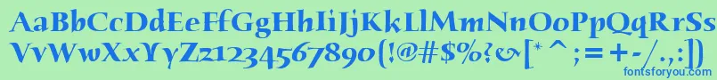 HumanaSerifItcBold Font – Blue Fonts on Green Background