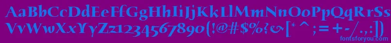 フォントHumanaSerifItcBold – 紫色の背景に青い文字