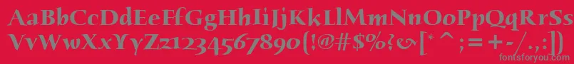HumanaSerifItcBold-Schriftart – Graue Schriften auf rotem Hintergrund
