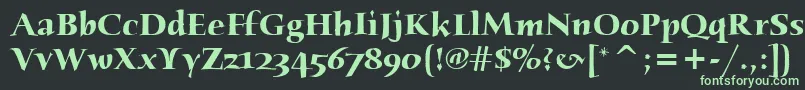 フォントHumanaSerifItcBold – 黒い背景に緑の文字