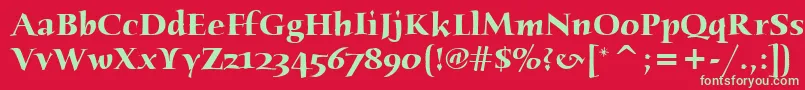 フォントHumanaSerifItcBold – 赤い背景に緑の文字