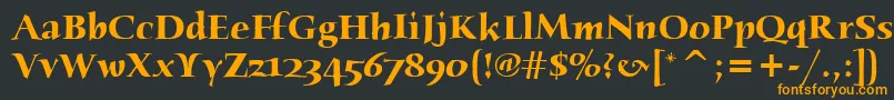 フォントHumanaSerifItcBold – 黒い背景にオレンジの文字