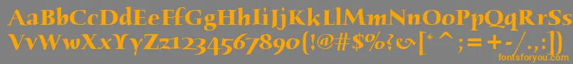 フォントHumanaSerifItcBold – オレンジの文字は灰色の背景にあります。