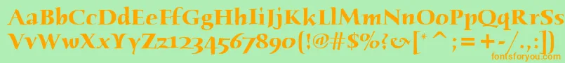 HumanaSerifItcBold Font – Orange Fonts on Green Background