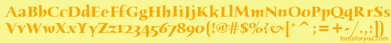 フォントHumanaSerifItcBold – オレンジの文字が黄色の背景にあります。