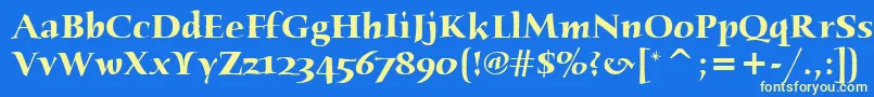 フォントHumanaSerifItcBold – 黄色の文字、青い背景