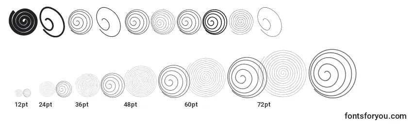 Размеры шрифта Spiralicus