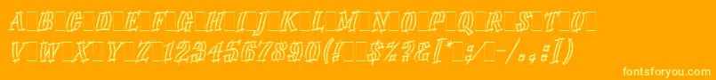 EmphasisLetPlain.1.0-Schriftart – Gelbe Schriften auf orangefarbenem Hintergrund