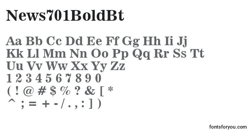 Шрифт News701BoldBt – алфавит, цифры, специальные символы