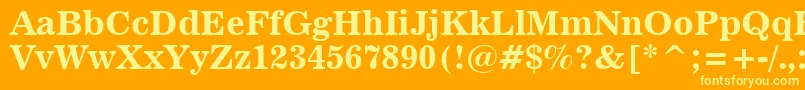 News701BoldBt-Schriftart – Gelbe Schriften auf orangefarbenem Hintergrund