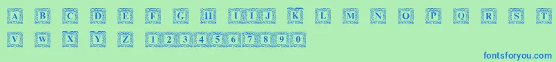 DsInitNormal-fontti – siniset fontit vihreällä taustalla