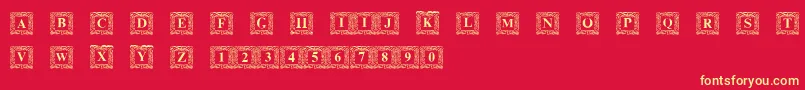 DsInitNormal-fontti – keltaiset fontit punaisella taustalla