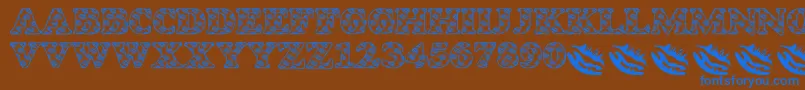 LmsIWantToKissYouAllOver Font – Blue Fonts on Brown Background