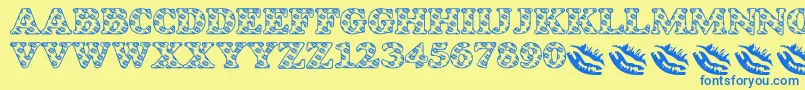 LmsIWantToKissYouAllOver-Schriftart – Blaue Schriften auf gelbem Hintergrund