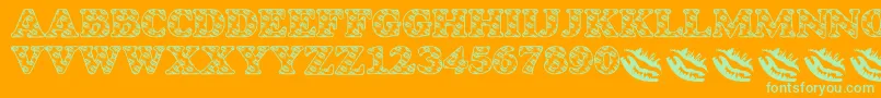 LmsIWantToKissYouAllOver-Schriftart – Grüne Schriften auf orangefarbenem Hintergrund