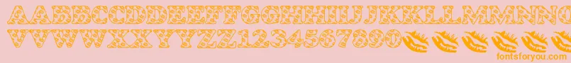 Czcionka LmsIWantToKissYouAllOver – pomarańczowe czcionki na różowym tle