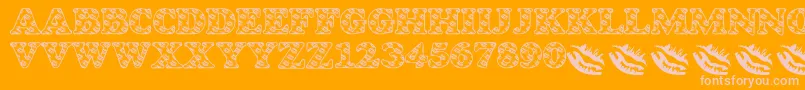LmsIWantToKissYouAllOver-Schriftart – Rosa Schriften auf orangefarbenem Hintergrund