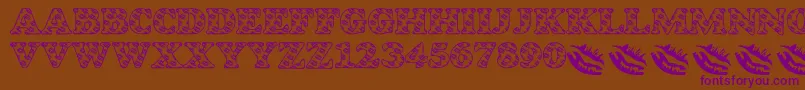LmsIWantToKissYouAllOver Font – Purple Fonts on Brown Background
